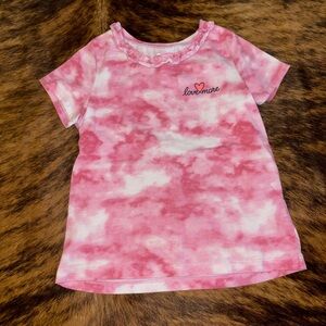 Charming Pink Tie-Dye Kids Tee with Heart Design
